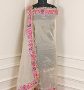 Shimmer Beige Pink Unstitched Suit